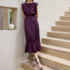 Silk Purple Lace up Mermaid Skirt 5