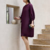 Silk Purple Three quarter Sleeve Dress 7