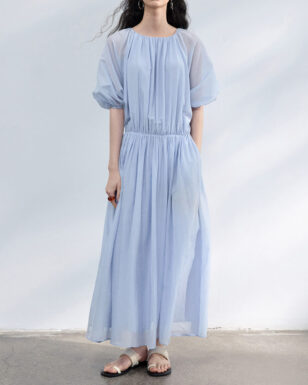 Silk Short-Sleeve Backless Dress