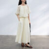 Silk Short Sleeve Backless Dress 11