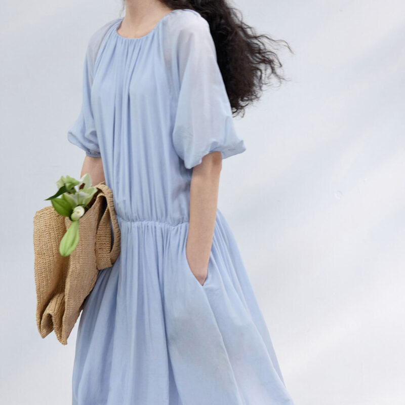 Silk Short Sleeve Backless Dress 13