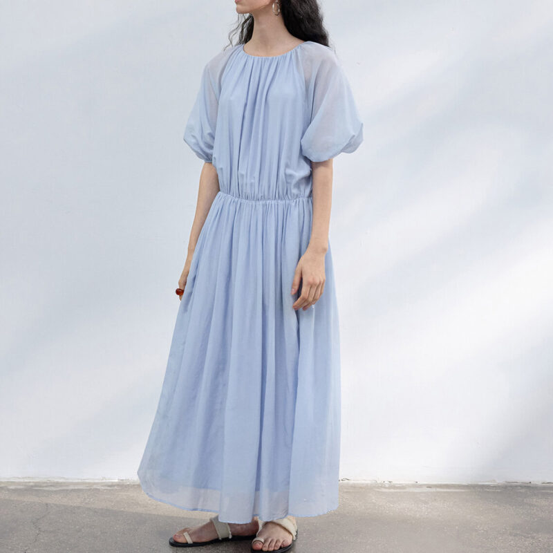 Silk Short Sleeve Backless Dress 2