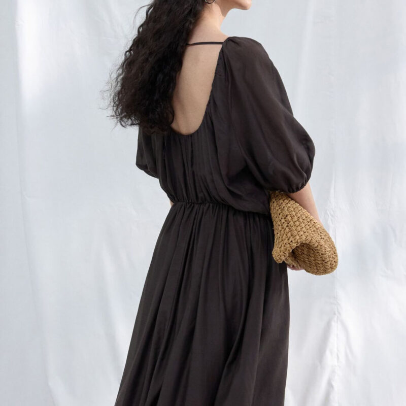 Silk Short Sleeve Backless Dress 5
