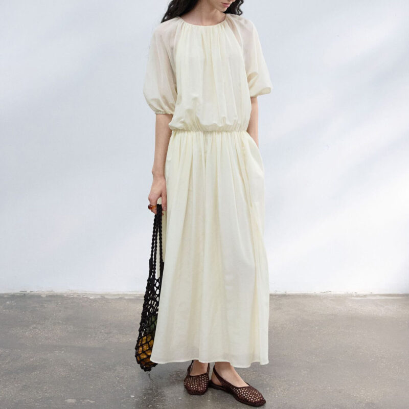 Silk Short Sleeve Backless Dress 6