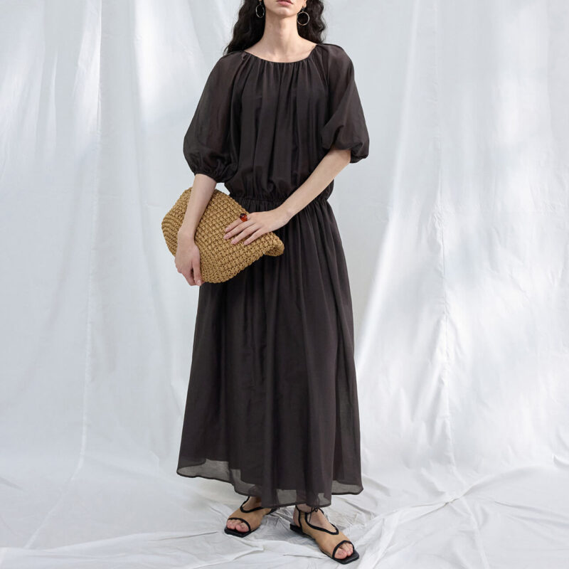 Silk Short Sleeve Backless Dress 8
