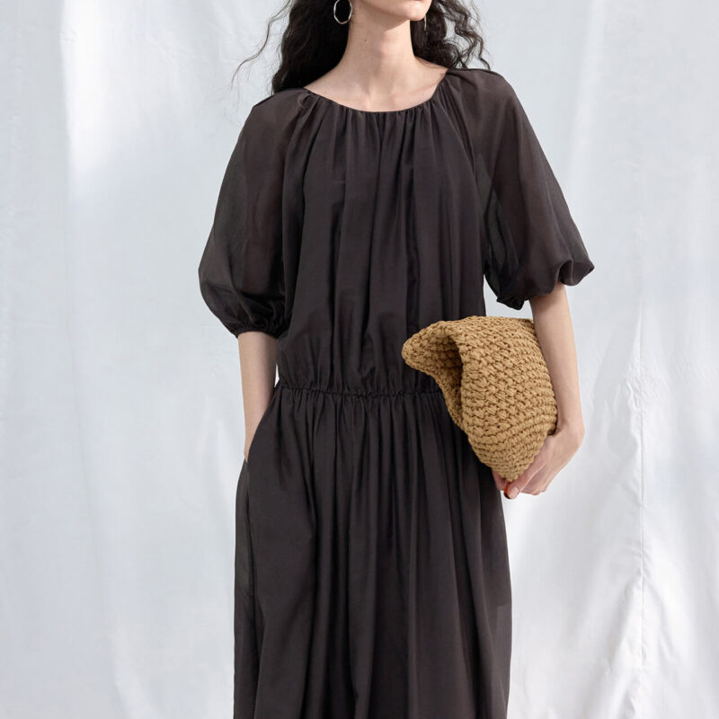 Silk Short Sleeve Backless Dress 9