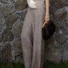 Silk Stretch Bubble Crinkle Wide Leg Pants 8