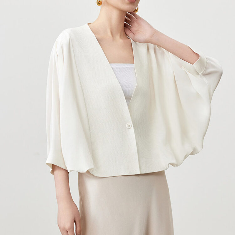 Silk Vintage French Three-Quarter Sleeve Jacket