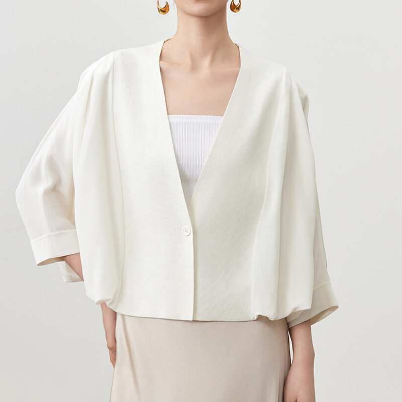 Silk Vintage French Three Quarter Sleeve Jacket 4