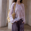 Silk and Linen Sheer U Neck Blouse 1