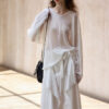 Silk and Linen Sheer U Neck Blouse 2