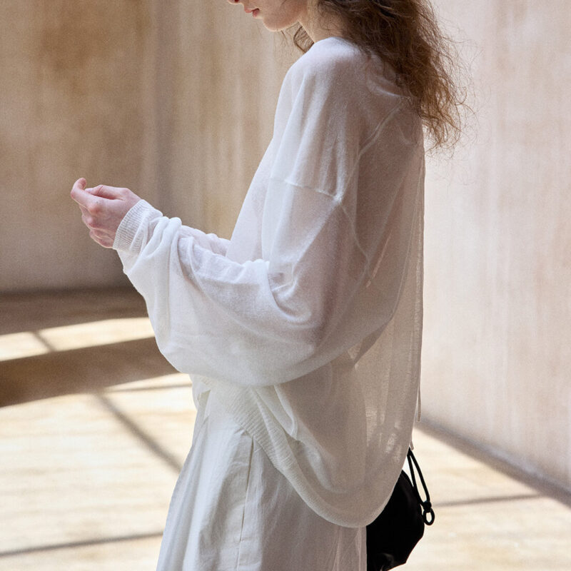 Silk and Linen Sheer U Neck Blouse 3