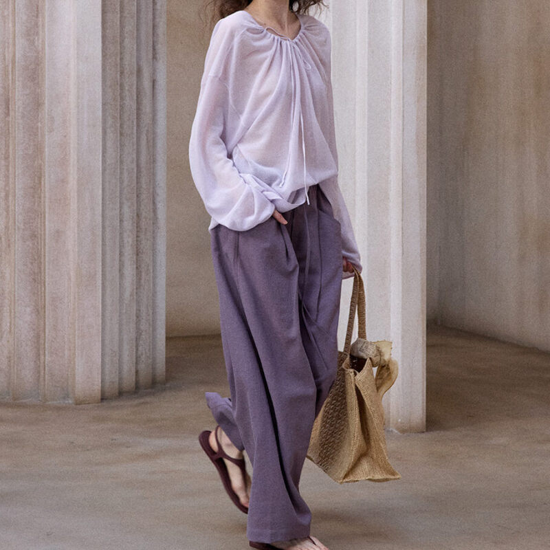 Silk and Linen Sheer U Neck Blouse 4