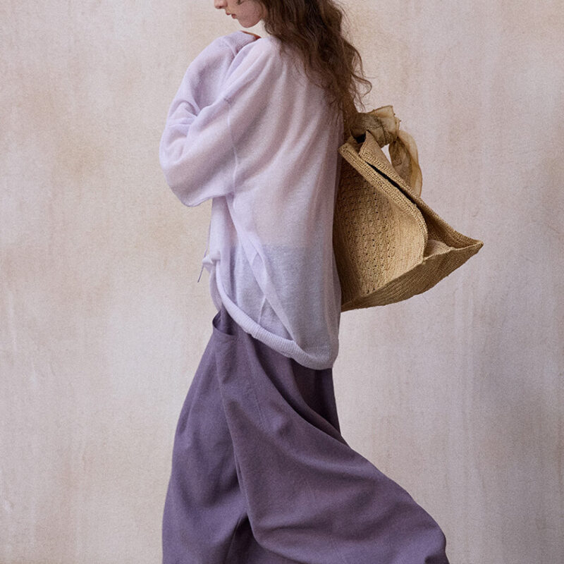 Silk and Linen Sheer U Neck Blouse 5