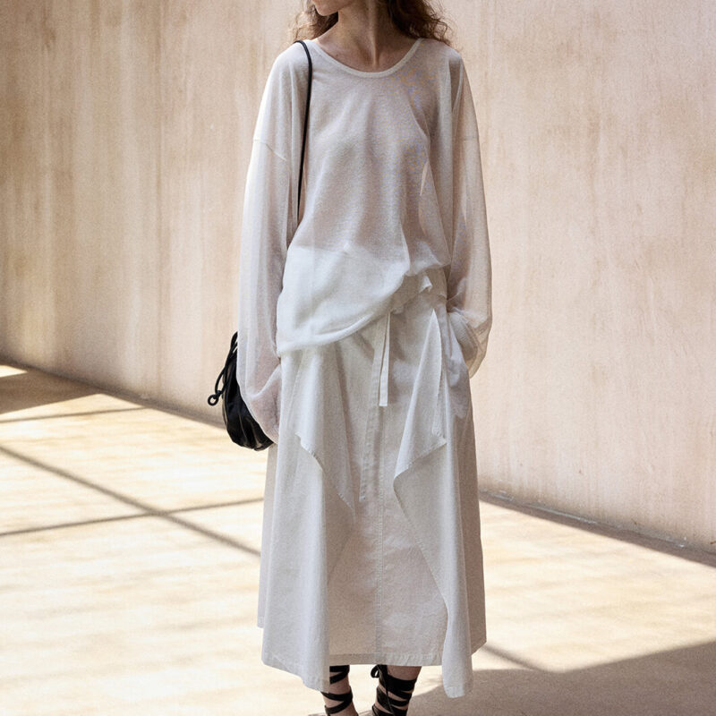 Silk and Linen Sheer U Neck Blouse 7