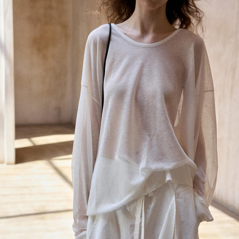 Silk and Linen Sheer U Neck Blouse 8