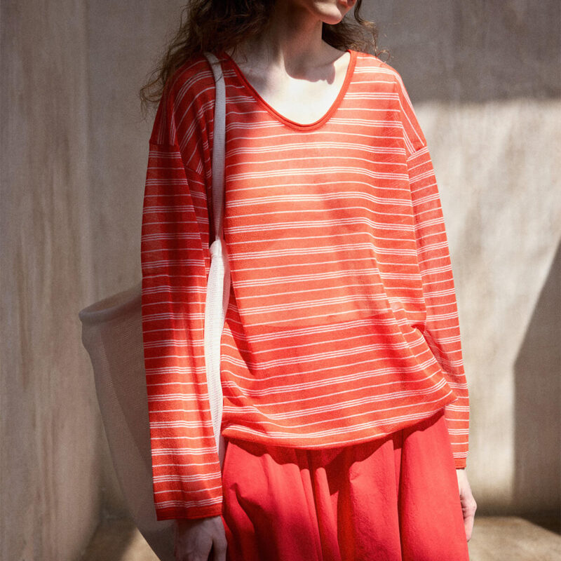 Silk and Linen Striped Blouse 10