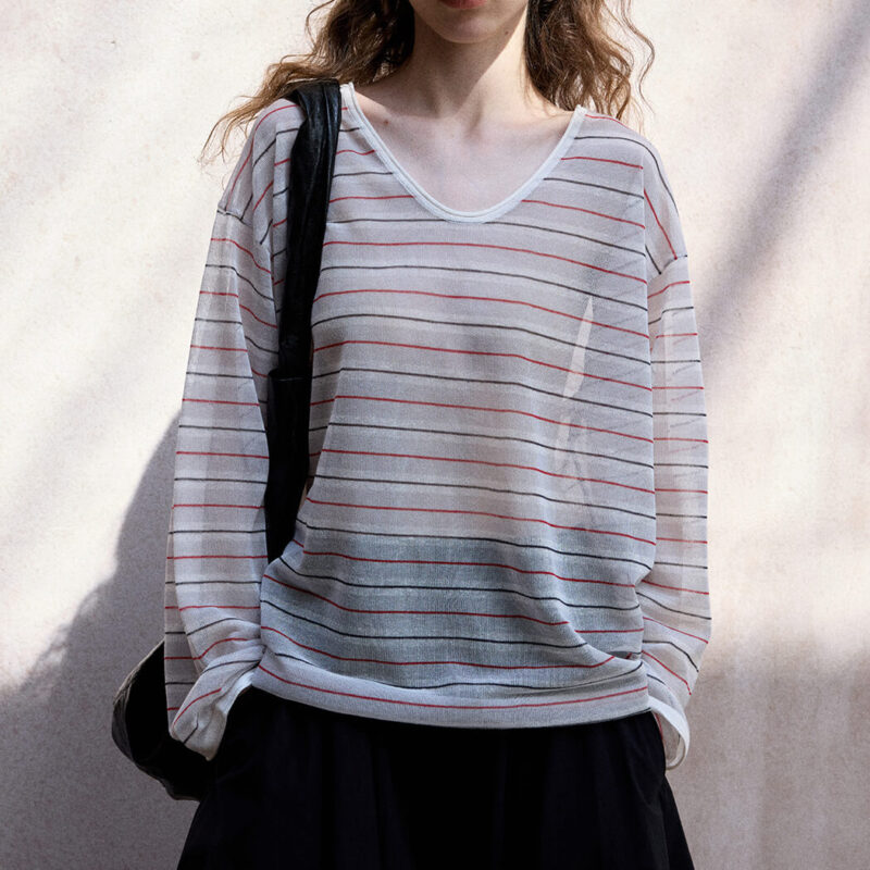 Silk and Linen Striped Blouse 6