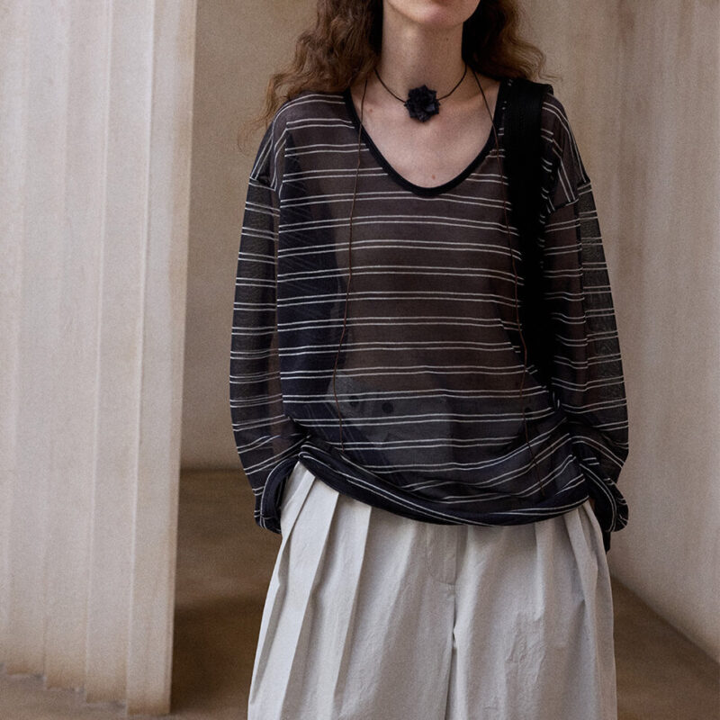 Silk and Linen Striped Blouse 8