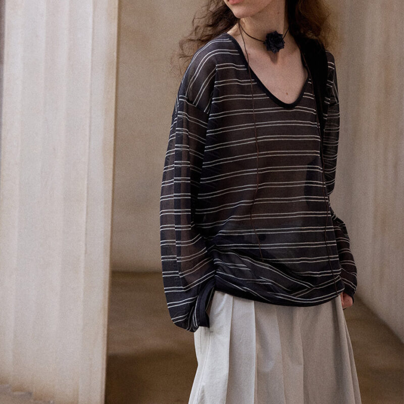 Silk and Linen Striped Blouse 9