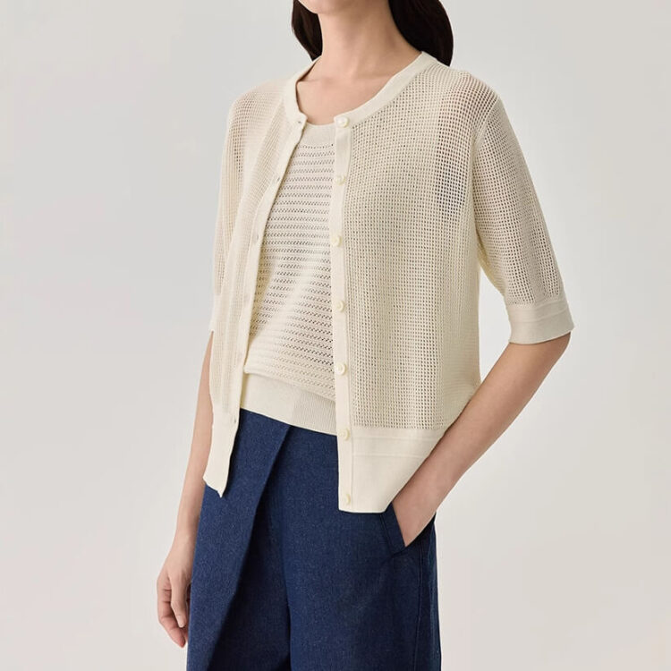 Silk Hollow Casual Knitted Cardigan
