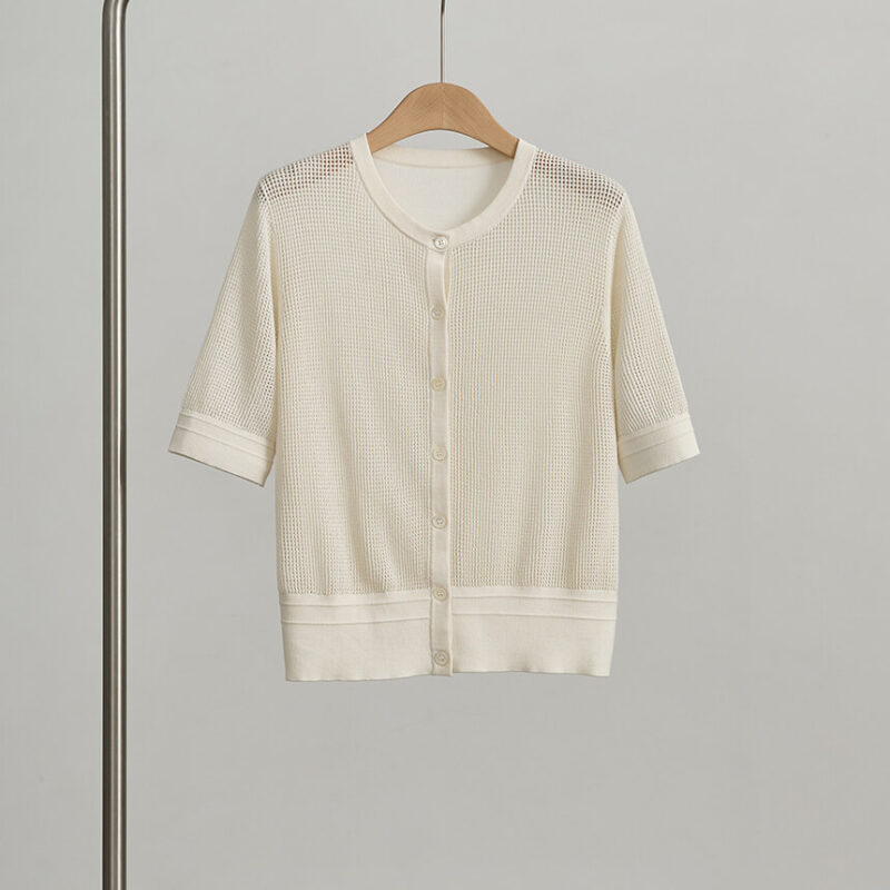 Silk hollow casual knitted cardigan 3