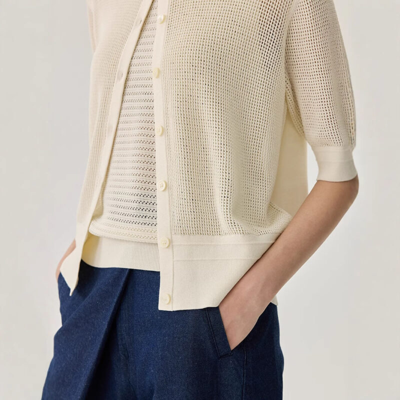 Silk hollow casual knitted cardigan 5