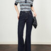 Simple commuter striped POLO knit top 1