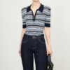Simple commuter striped POLO knit top 7