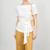Simple irregular tie waisted short-sleeved top
