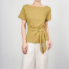 Simple irregular tie waisted short-sleeved top