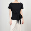 Simple irregular tie waisted short-sleeved top