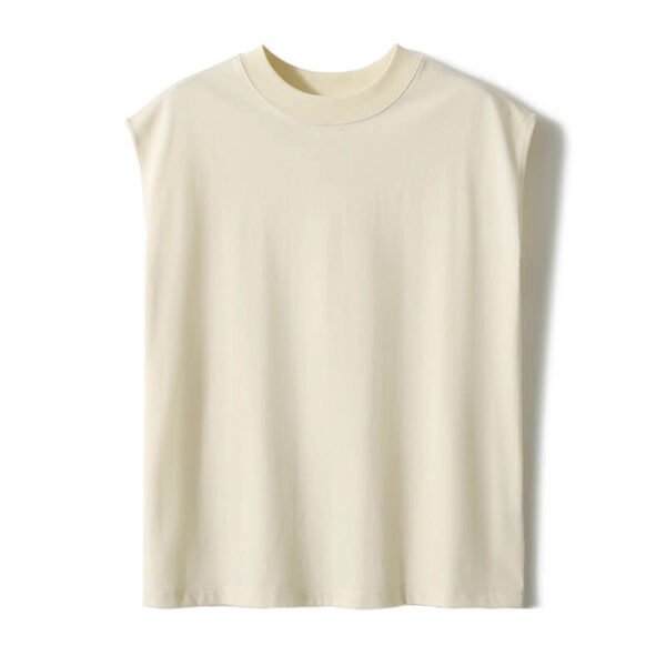 Sleeveless Crew Neck 100 Cotton T shirt 1