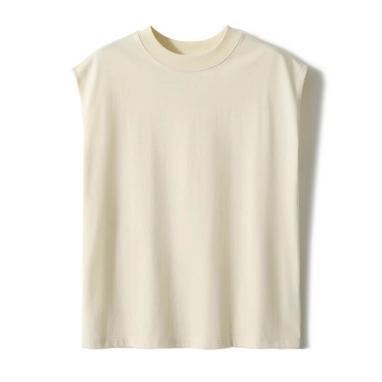 Sleeveless Crew Neck 100% Cotton T-shirt