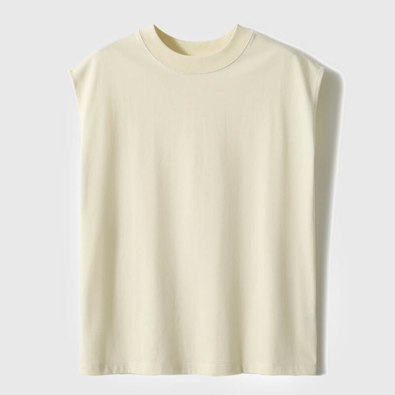 Sleeveless Crew Neck 100 Cotton T shirt 11