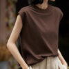 Sleeveless Crew Neck 100 Cotton T shirt 16