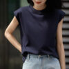 Sleeveless Crew Neck 100 Cotton T shirt 2
