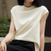 Sleeveless Crew Neck 100 Cotton T shirt 3