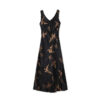 Slim Fit V Neck Cracked Jacquard Acetate Satin Vest Dress 6