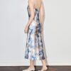 Smudged acetate satin V-neck slip dress