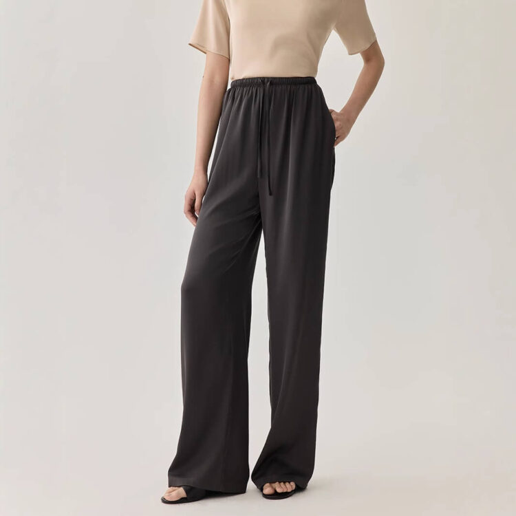 Solid Color Silk Straight Pants