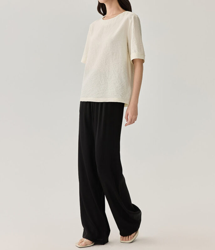 Solid Color Silk Straight Pants 3