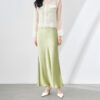 Solid color acetate satin slit fishtail long skirt 11