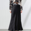 Solid color acetate satin slit fishtail long skirt 2