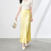 Solid color acetate satin slit fishtail long skirt 8