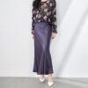 Solid color acetate satin slit fishtail long skirt 9