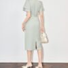 Solid color fashionable lotus leaf sleeve dress