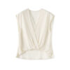 Solid color lace V-neck sleeveless top