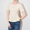 Solid color round neck ruffle hem short sleeve T-shirt
