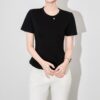 Solid color round neck ruffle hem short sleeve T-shirt